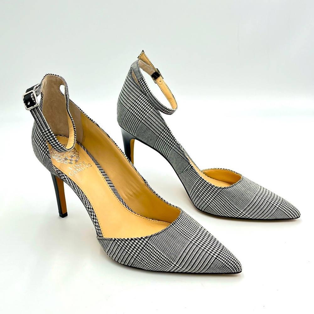Vince Camuto houndstooth ankle strap heel 9